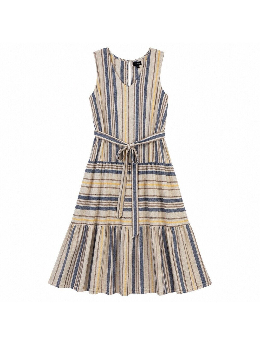 The Limited 2X Striped Maxi Dress Sleeveless Tiered Belted Plus Size Boho